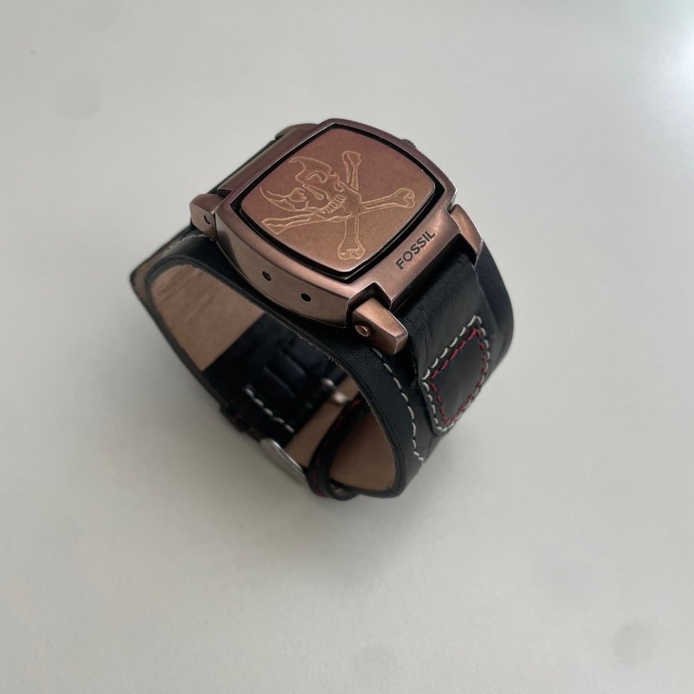 Fossil Flip Watch with Leather Band